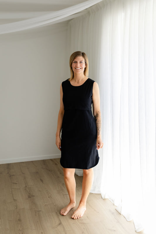 Black Sleeveless Breastfeeding Dress