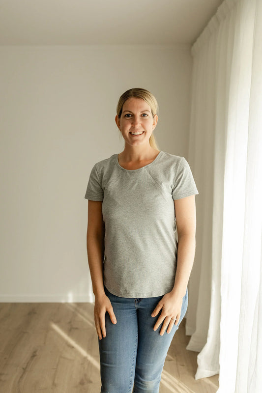 Grey Side Zip Breastfeeding Tshirt.