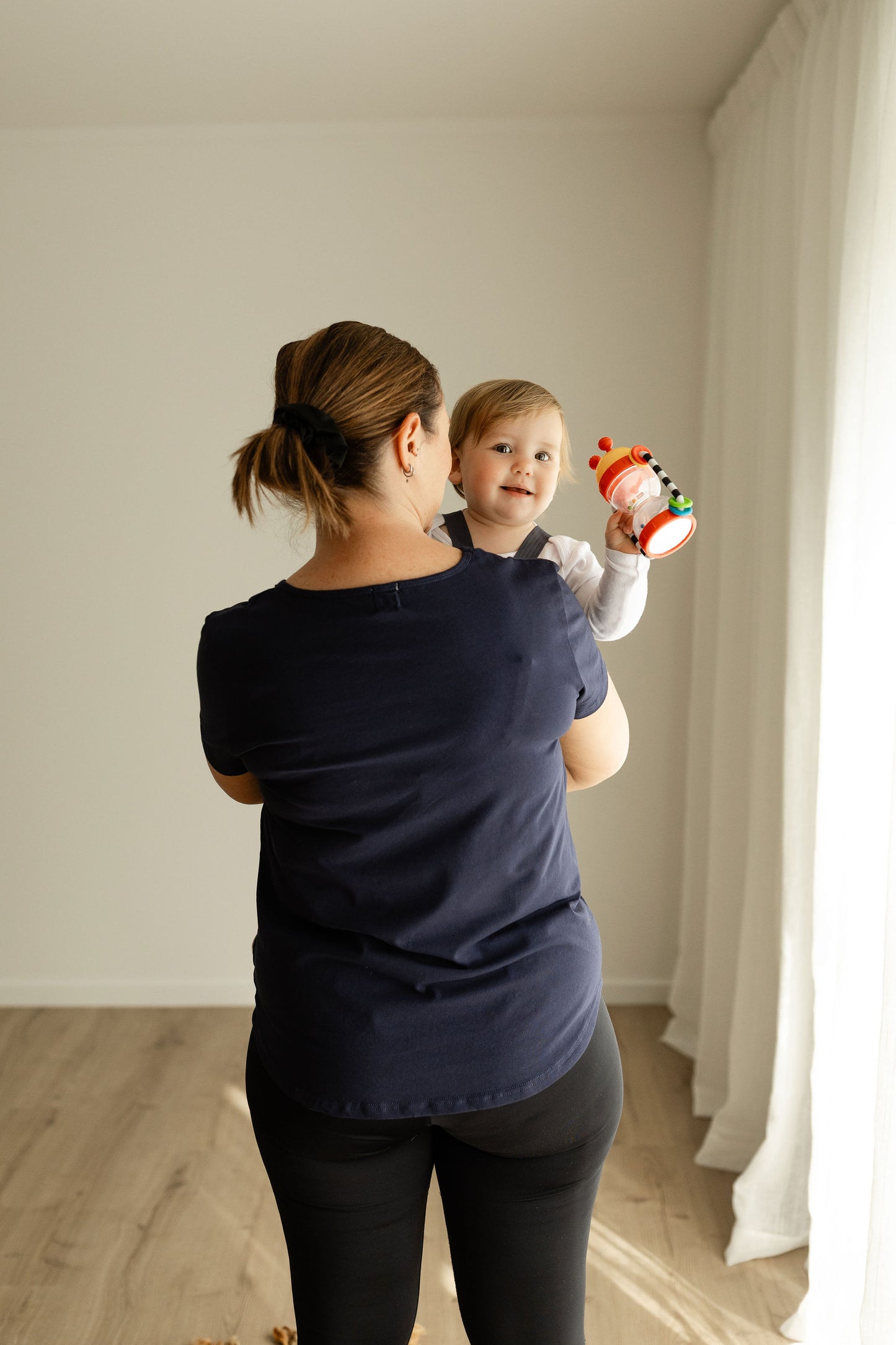 Navy Side Zip Breastfeeding Tshirt.