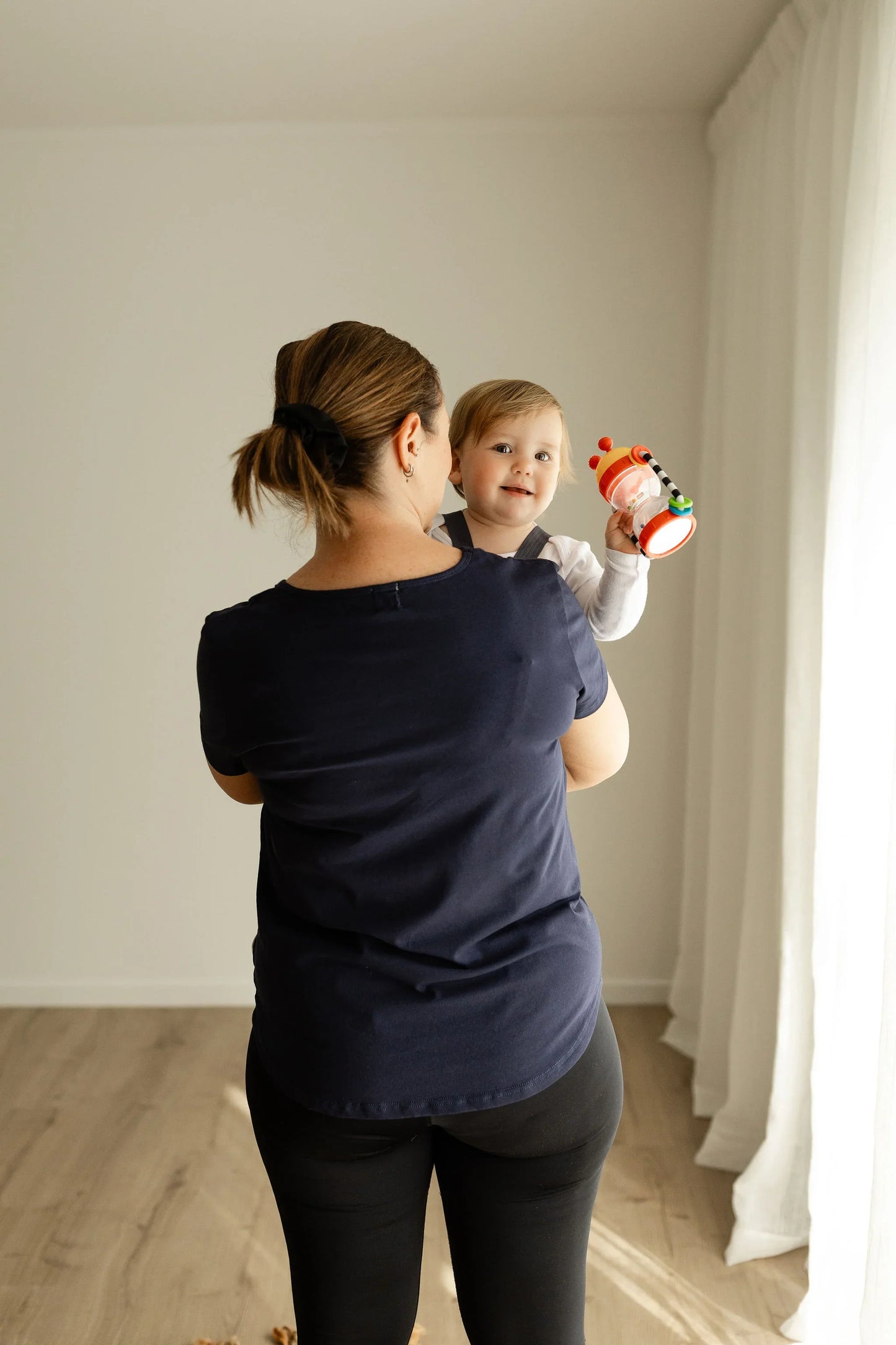 Navy Side Zip Breastfeeding Tshirt.