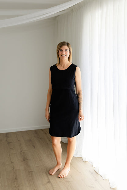 Black Sleeveless Breastfeeding Dress